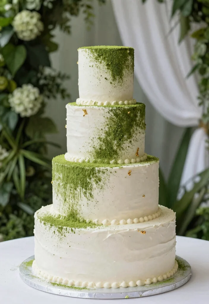 10 Royal Wedding Cake Ideas Inspired by Classic Elegance 49 10 Royal Wedding Cake Ideas Inspired by Classic Elegance 9. Sophisticated Matcha Green Tea Cake 0