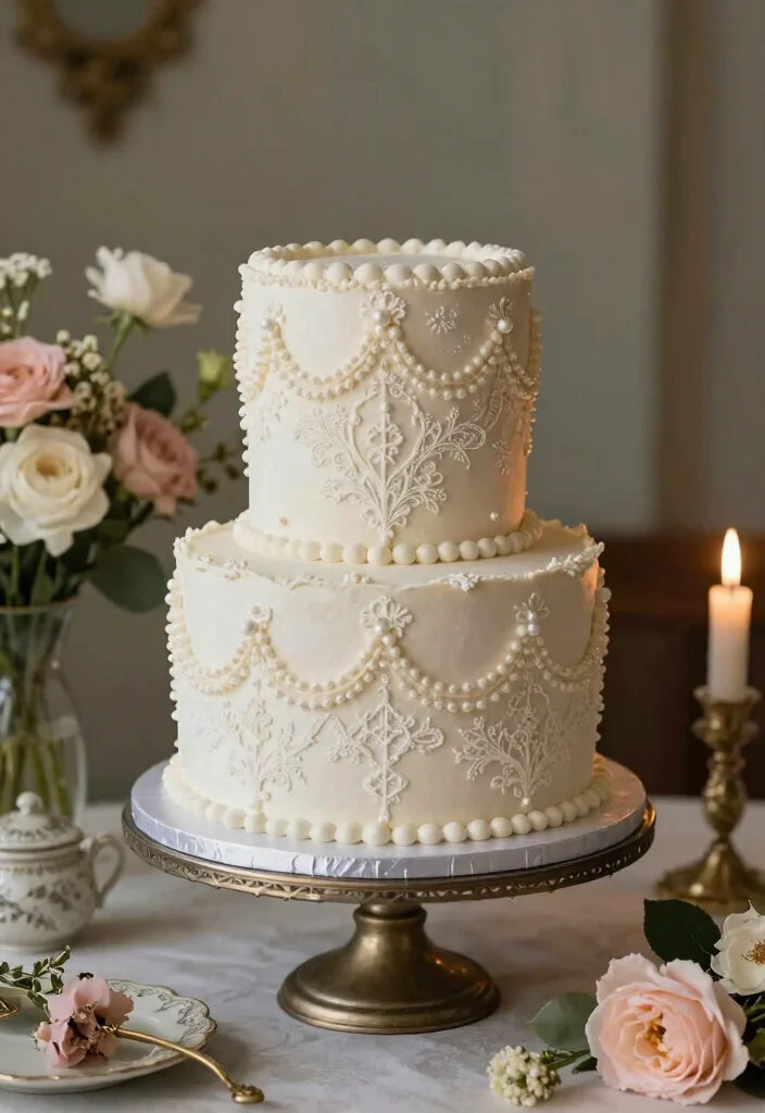 10 Single Tier Wedding Cake Ideas for Intimate Ceremonies 60 10 Single Tier Wedding Cake Ideas for Intimate Ceremonies 10. Vintage Charm with a Touch of Glam 0