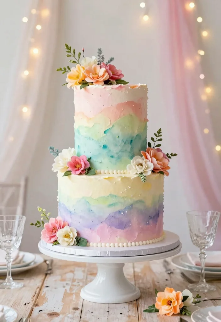 10 Single Tier Wedding Cake Ideas for Intimate Ceremonies 23 10 Single Tier Wedding Cake Ideas for Intimate Ceremonies 3. Whimsical Watercolor Designs 0