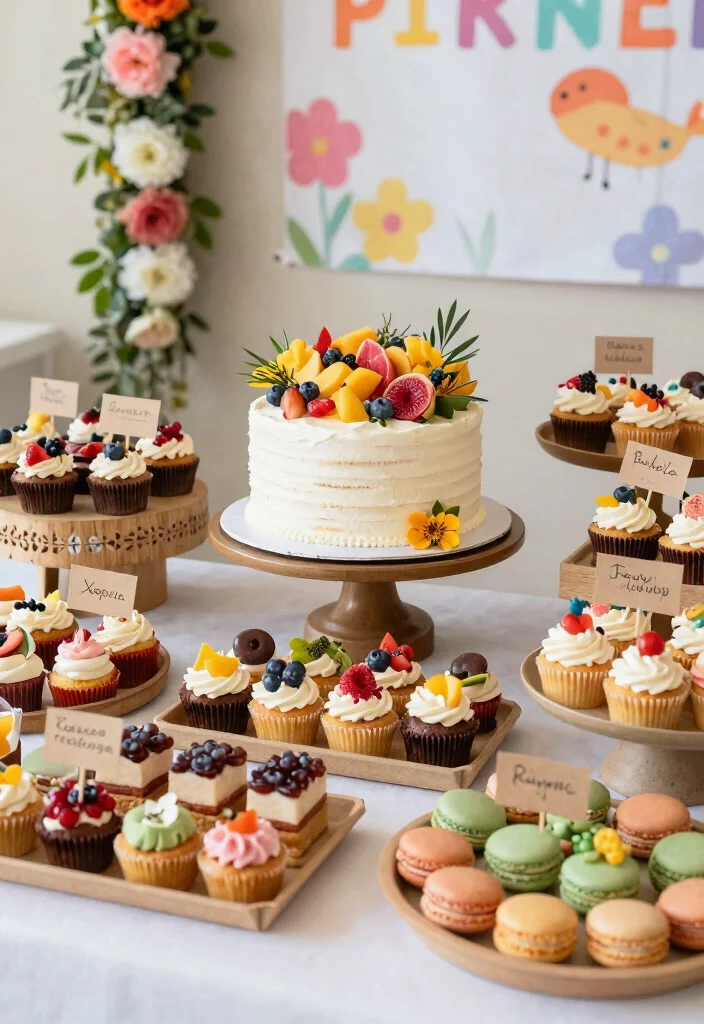 10 Spring Engagement Party Ideas with Fresh Bright Vibes 3 10 Spring Engagement Party Ideas with Fresh Bright Vibes 3. Vibrant Themed Dessert Table 0
