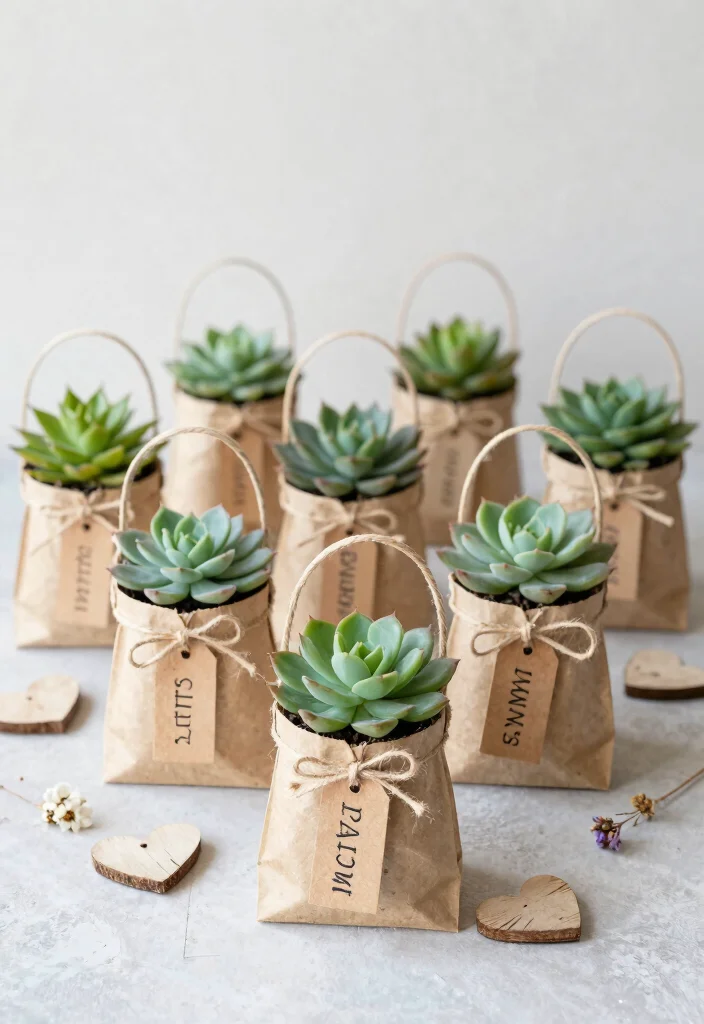 10 Succulent Wedding Favor Ideas for Modern Eco Friendly Weddings 4. Succulent Gift Bags 0