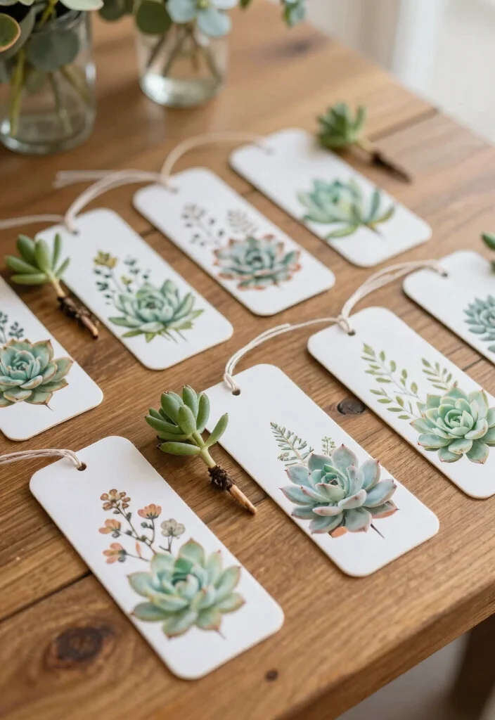 10 Succulent Wedding Favor Ideas for Modern Eco Friendly Weddings 6. Succulent Bookmark Favors 0