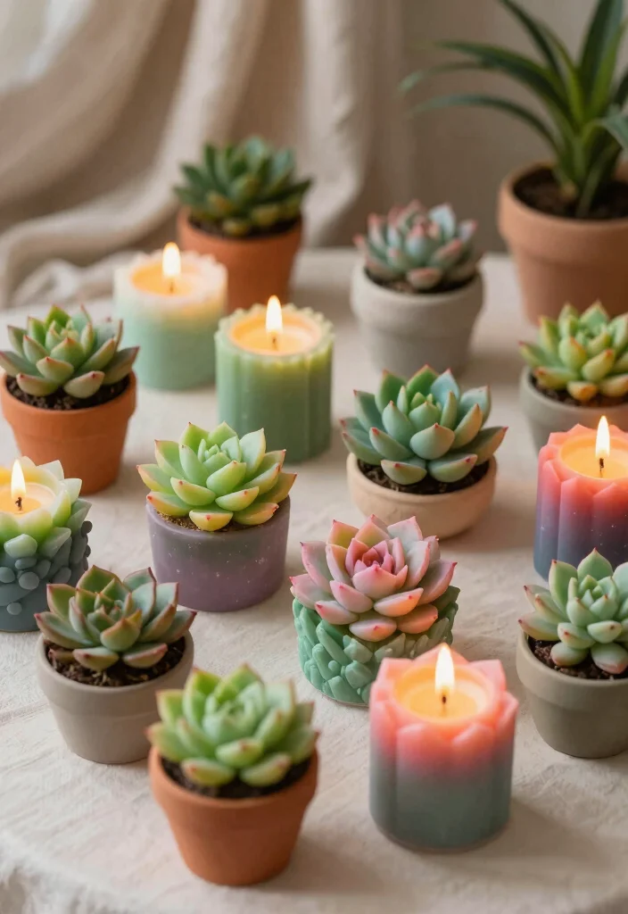 10 Succulent Wedding Favor Ideas for Modern Eco Friendly Weddings 8. Succulent Candles 0