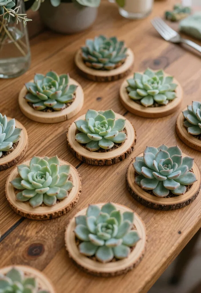 10 Succulent Wedding Favor Ideas for Modern Eco Friendly Weddings 9. Succulent Coasters 0