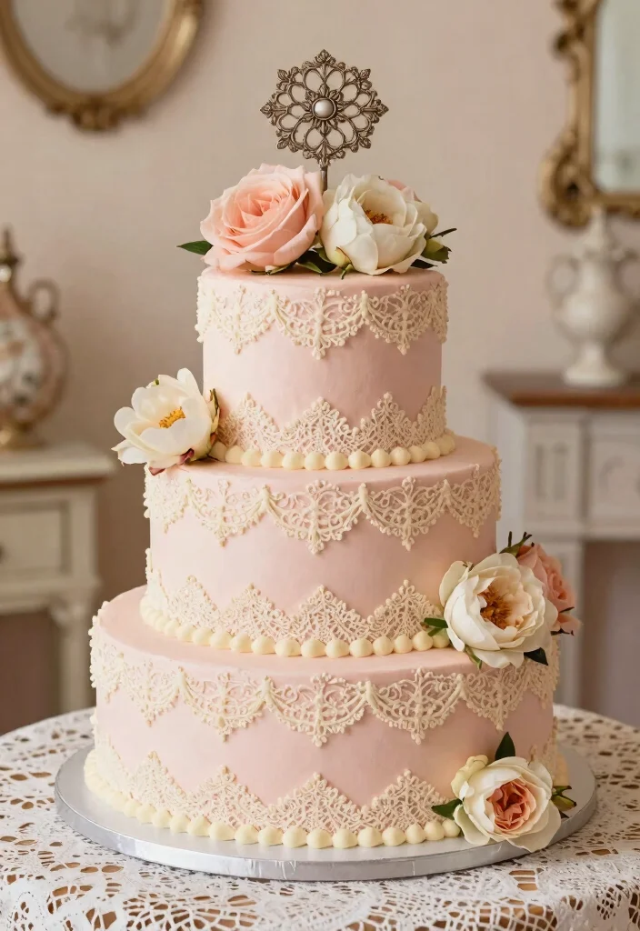 10 Three Tier Wedding Cake Ideas for Traditional Celebrations 24 10 Three Tier Wedding Cake Ideas for Traditional Celebrations 4. Vintage Romance 0