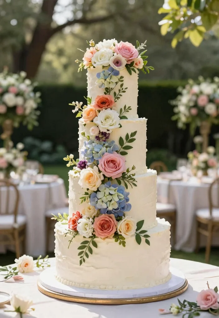 10 Three Tier Wedding Cake Ideas for Traditional Celebrations 25 10 Three Tier Wedding Cake Ideas for Traditional Celebrations 5. Floral Cascade Delight 0