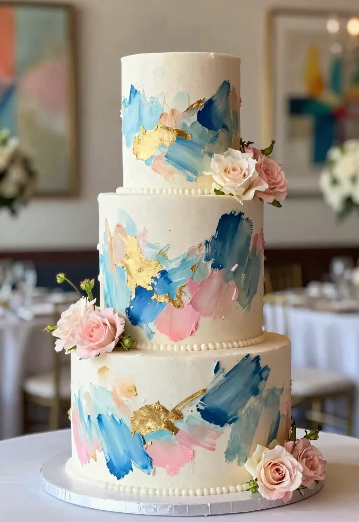 10 Three Tier Wedding Cake Ideas for Traditional Celebrations 49 10 Three Tier Wedding Cake Ideas for Traditional Celebrations 9. Artistic Brushstroke Design 0