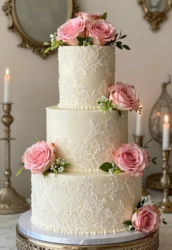 10 Two Tier Wedding Cake Ideas That Look Balanced and Elegant 50 10 Two Tier Wedding Cake Ideas That Look Balanced and Elegant 10. Elegant Lace Cake 0