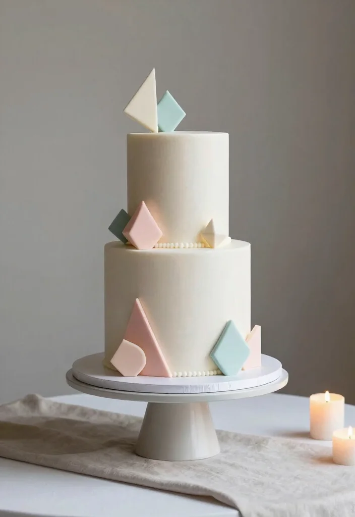 10 Two Tier Wedding Cake Ideas That Look Balanced and Elegant 12 10 Two Tier Wedding Cake Ideas That Look Balanced and Elegant 2. Geometric Cake Design 0