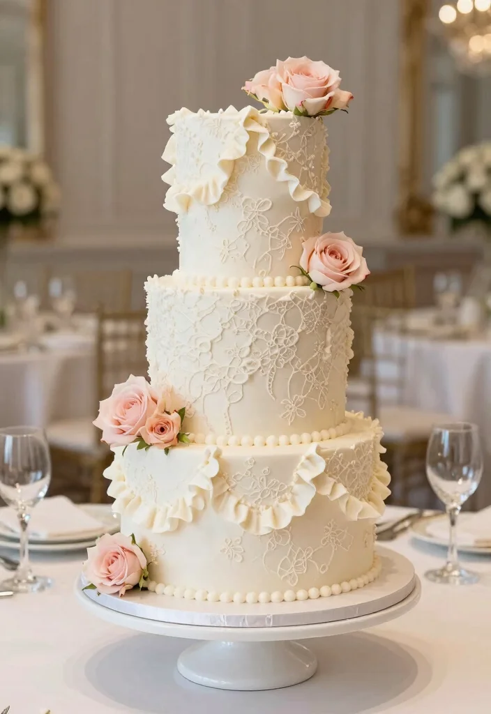 10 Two Tier Wedding Cake Ideas That Look Balanced and Elegant 34 10 Two Tier Wedding Cake Ideas That Look Balanced and Elegant 4. Textured Fondant Cake 0