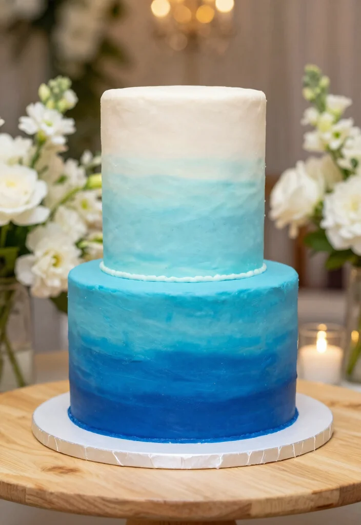 10 Two Tier Wedding Cake Ideas That Look Balanced and Elegant 49 10 Two Tier Wedding Cake Ideas That Look Balanced and Elegant 9. Ombre Cake Design 0