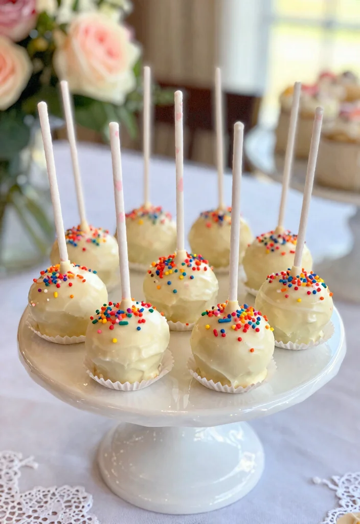 10 Wedding Cake Pop Ideas for Fun Wedding Desserts 1. Classic Vanilla Wedding Cake Pops 0