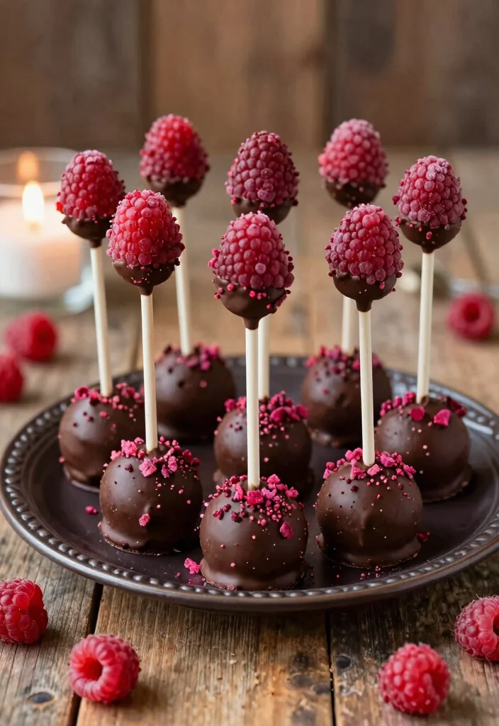 10 Wedding Cake Pop Ideas for Fun Wedding Desserts 2. Chocolate Dipped Raspberry Cake Pops 0