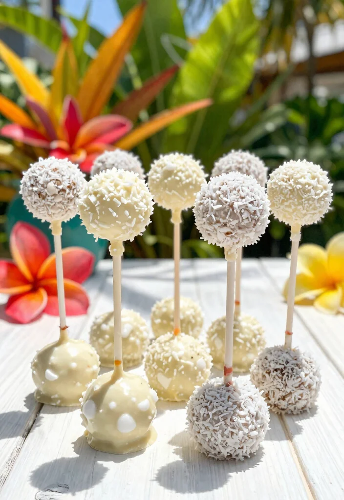 10 Wedding Cake Pop Ideas for Fun Wedding Desserts 7. Tropical Coconut Cake Pops 0