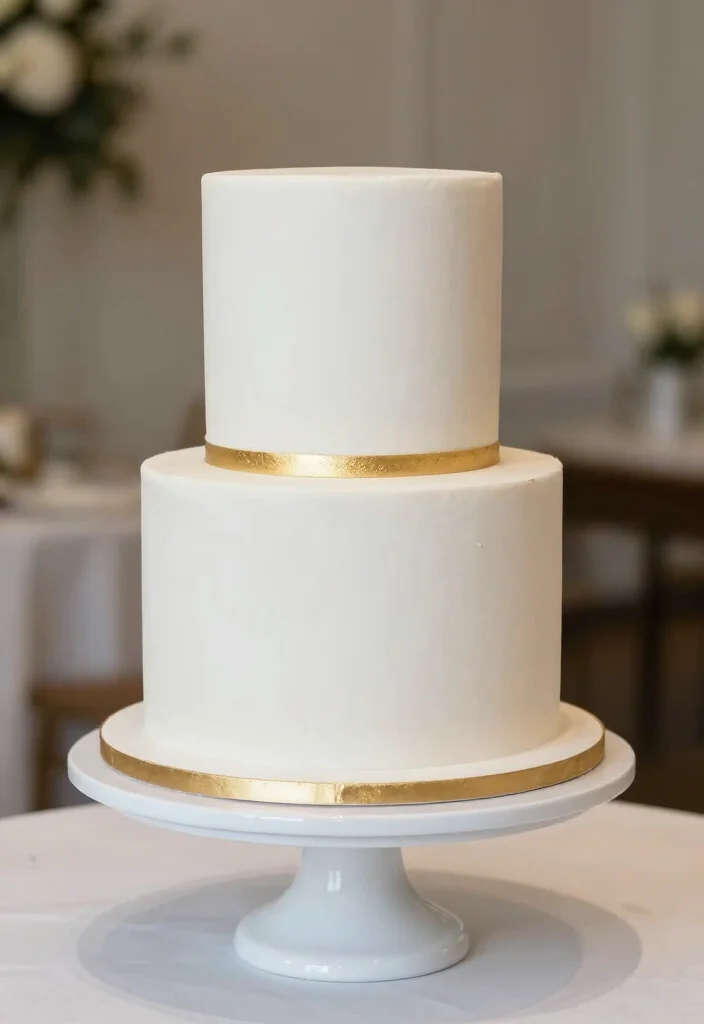 10 White and Gold Wedding Cake Ideas for Classic Elegance 58 10 White and Gold Wedding Cake Ideas for Classic Elegance 8. Minimalist Sophistication 0