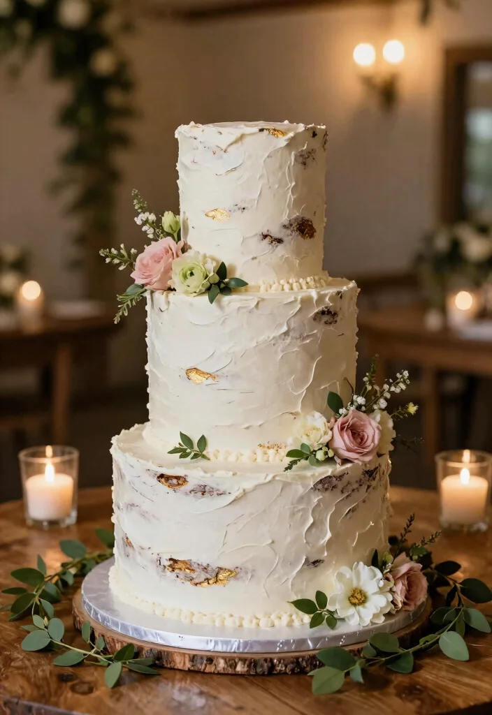 10 White and Gold Wedding Cake Ideas for Classic Elegance 59 10 White and Gold Wedding Cake Ideas for Classic Elegance 9. Rustic Beauty 0