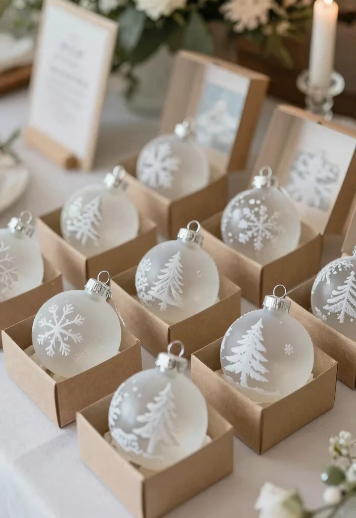 10 Winter Wedding Favor Ideas for Cozy Cold Season Weddings 60 10 Winter Wedding Favor Ideas for Cozy Cold Season Weddings 10. Frosted Glass Ornaments 0