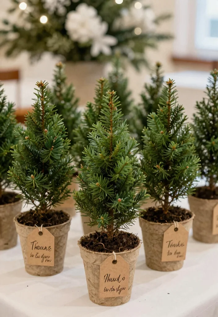 10 Winter Wedding Favor Ideas for Cozy Cold Season Weddings 49 10 Winter Wedding Favor Ideas for Cozy Cold Season Weddings 9. Miniature Trees 0