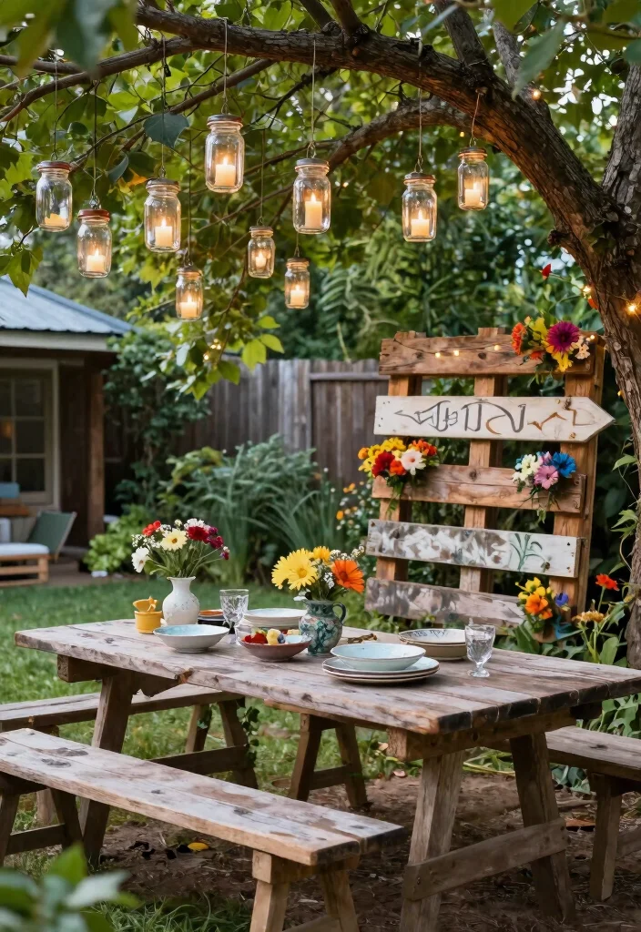 12 Backyard Engagement Party Ideas for Casual Outdoor Celebrations 12 12 Backyard Engagement Party Ideas for Casual Outdoor Celebrations 2. Upcycled Decor 0