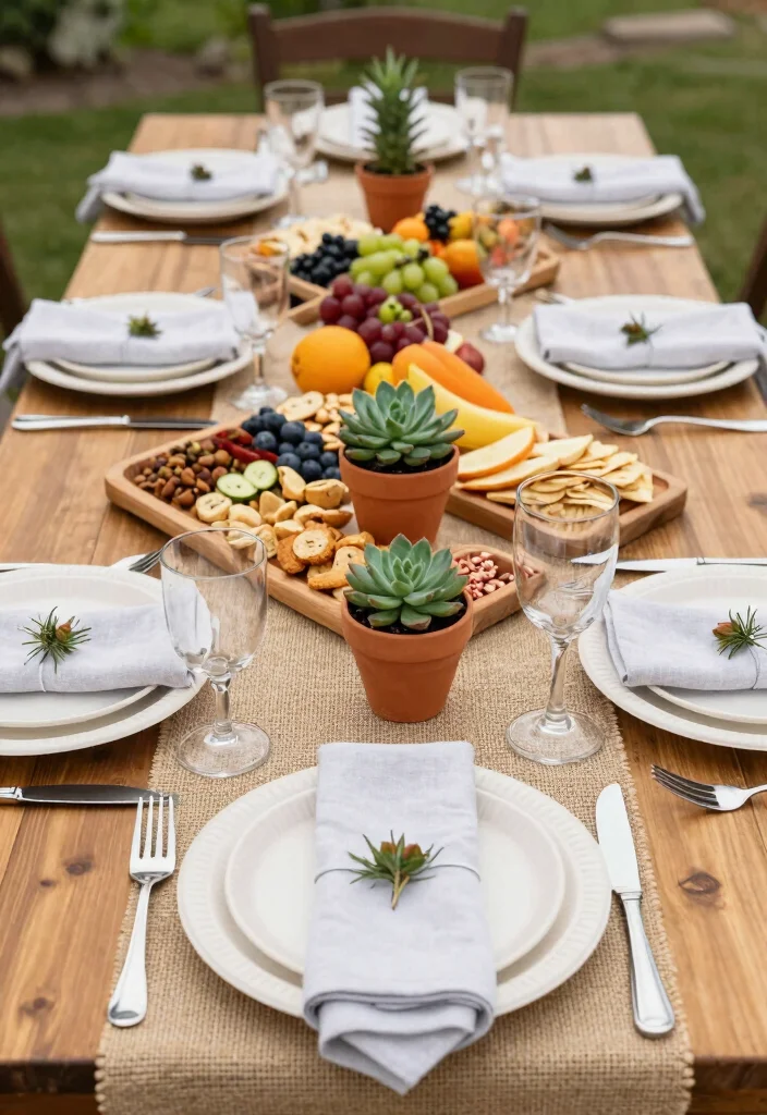 12 Backyard Engagement Party Ideas for Casual Outdoor Celebrations 13 12 Backyard Engagement Party Ideas for Casual Outdoor Celebrations 3. Natural Table Settings 0