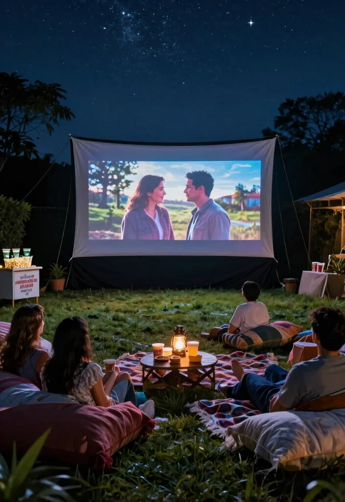 12 Backyard Engagement Party Ideas for Casual Outdoor Celebrations 26 12 Backyard Engagement Party Ideas for Casual Outdoor Celebrations 6. Outdoor Movie Night 0