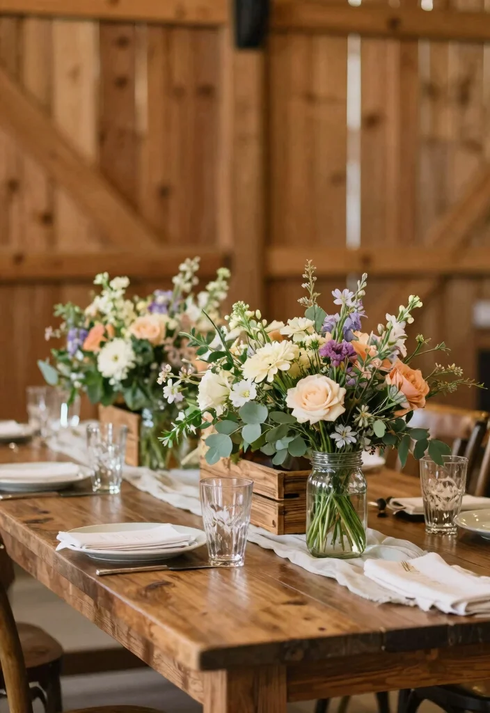 12 Barn Wedding Decoration Ideas for Rustic and Cozy Celebrations 5. Floral Centerpieces 0