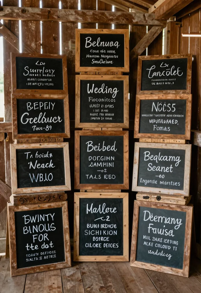 12 Barn Wedding Decoration Ideas for Rustic and Cozy Celebrations 6. Chalkboard Signage 0