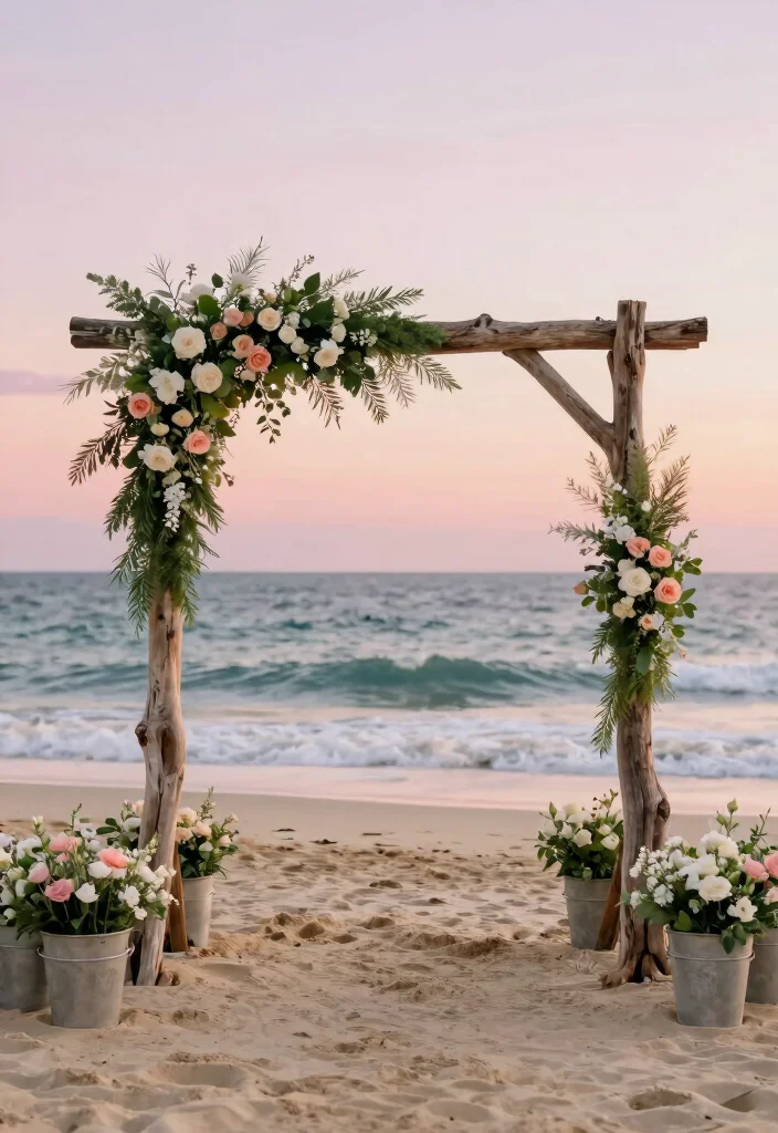 12 Beach Wedding Decoration Ideas for a Coastal Wedding Style 1. Driftwood Arches 0