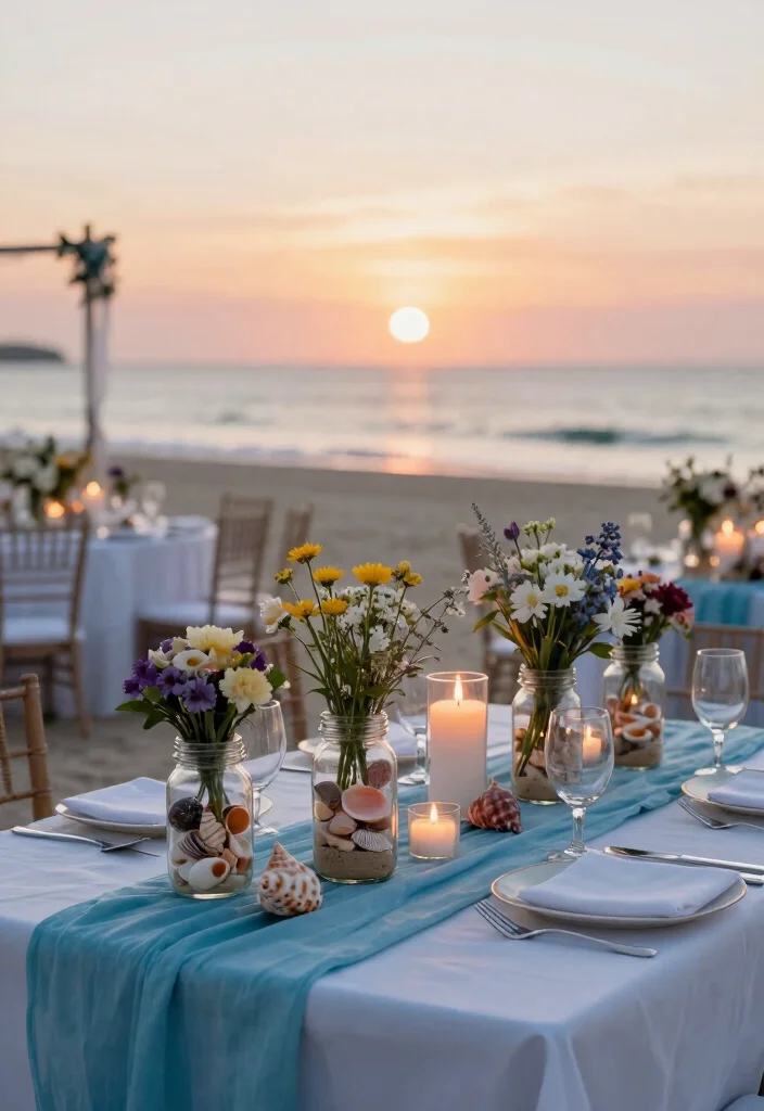 12 Beach Wedding Decoration Ideas for a Coastal Wedding Style 2. Seashell Centerpieces 0