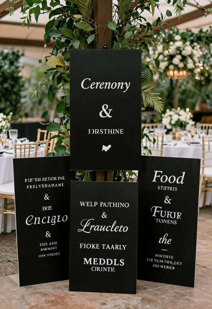 12 Black Wedding Decoration Ideas for Modern and Dramatic Styles 12. Customized Signage 0