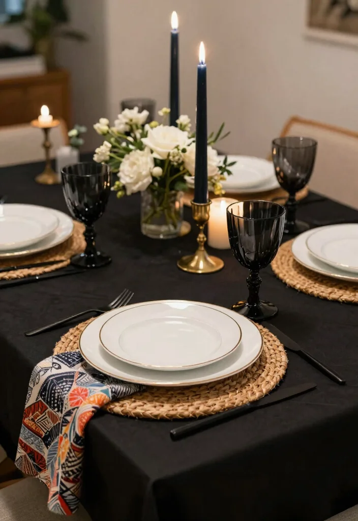 12 Black Wedding Decoration Ideas for Modern and Dramatic Styles 2. Stylish Black Table Settings 0