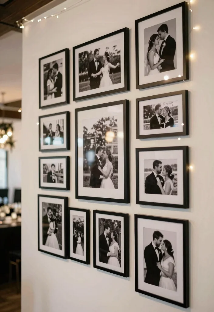 12 Black Wedding Decoration Ideas for Modern and Dramatic Styles 5. Black and White Photos 0