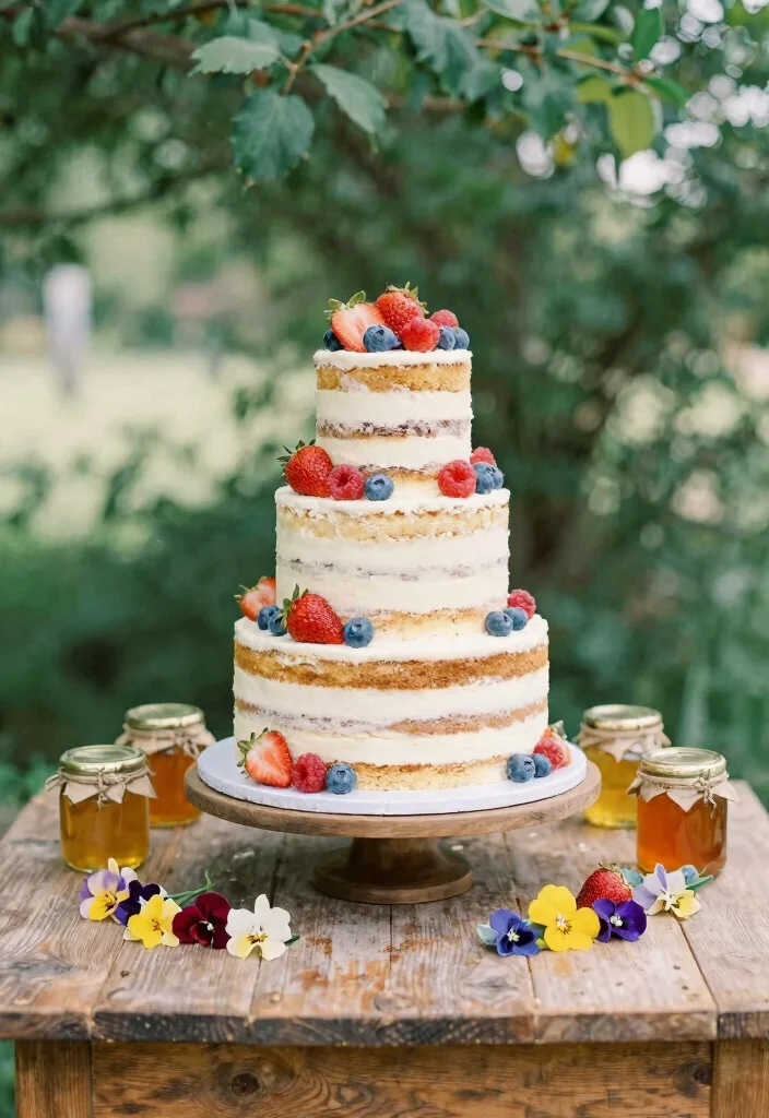 12 Boho Wedding Cake Ideas with Natural and Soft Details 1 12 Boho Wedding Cake Ideas with Natural and Soft Details 1. Naked Cake with Seasonal Fruits 0