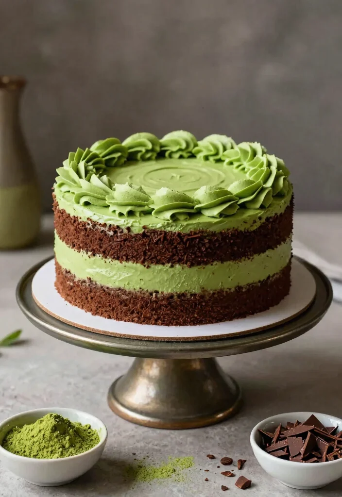 12 Boho Wedding Cake Ideas with Natural and Soft Details 40 12 Boho Wedding Cake Ideas with Natural and Soft Details 10. Chocolate Matcha Cake 0