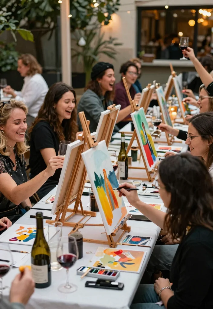 12 Casual Engagement Party Ideas That Feel Relaxed and Fun 10. Art Wine Evening 0