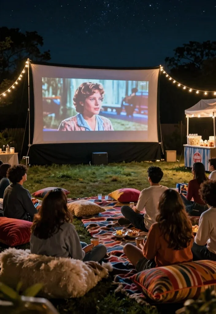 12 Casual Engagement Party Ideas That Feel Relaxed and Fun 3. Movie Night Under the Stars 0