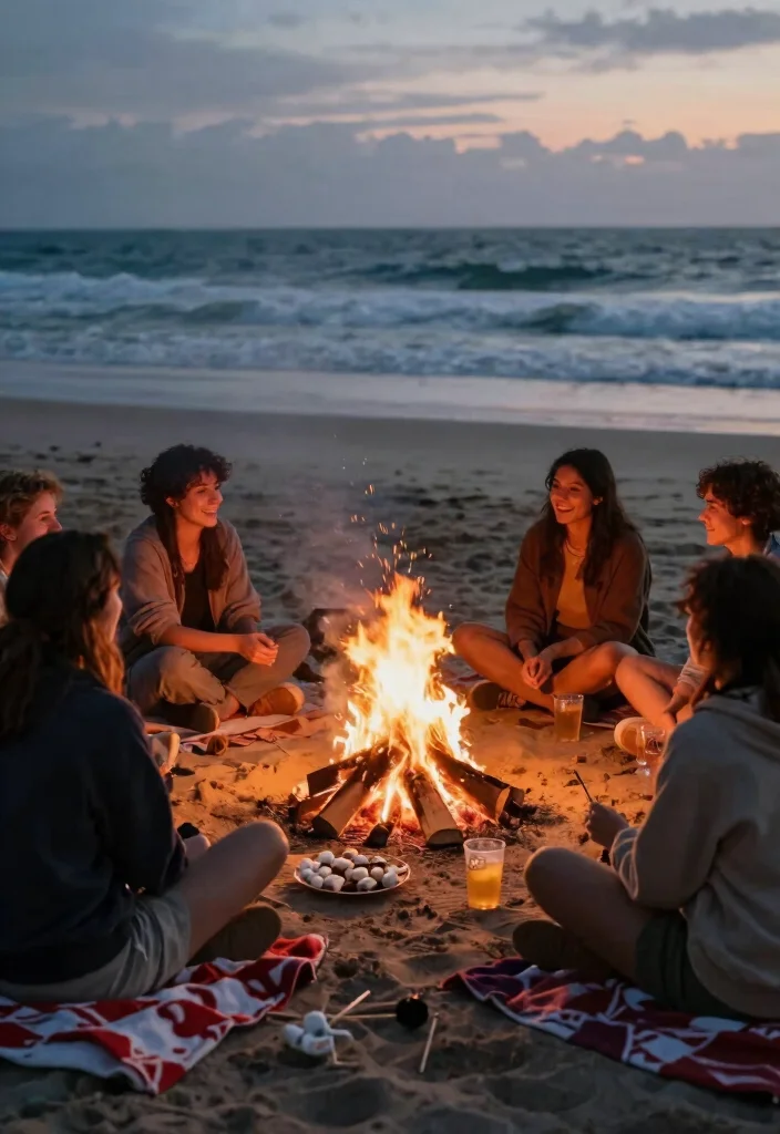 12 Casual Engagement Party Ideas That Feel Relaxed and Fun 7. Beach Bonfire Celebration 0