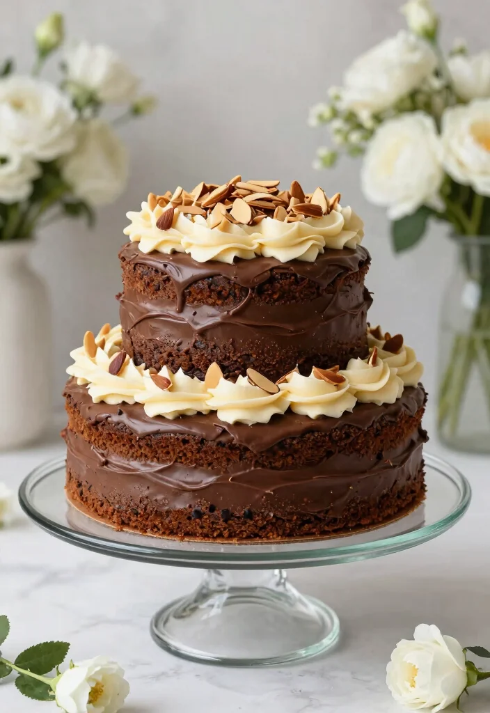 12 Chocolate Wedding Cake Ideas Guests Will Love 47 12 Chocolate Wedding Cake Ideas Guests Will Love 7. Chocolate Almond Butter Cake 0