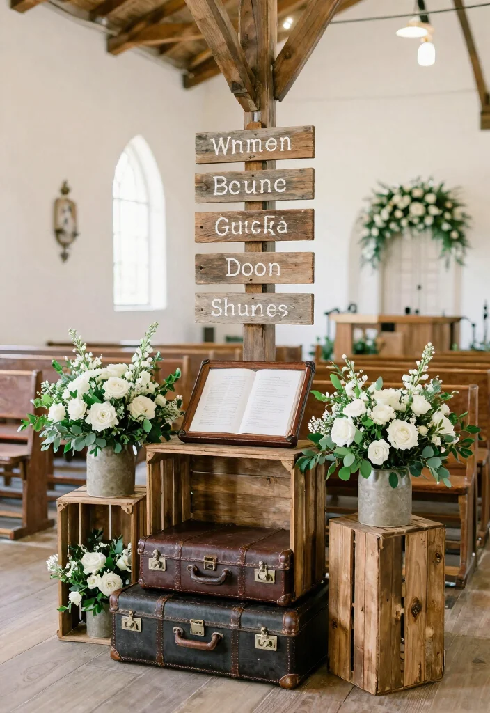 12 Church Wedding Decoration Ideas for Traditional Ceremonies 4 12 Church Wedding Decoration Ideas for Traditional Ceremonies 4. Upcycled Decor Elements 0