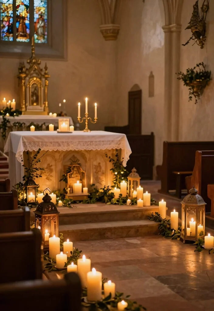 12 Church Wedding Decoration Ideas for Traditional Ceremonies 15 12 Church Wedding Decoration Ideas for Traditional Ceremonies 5. Natural Candle Lighting 0