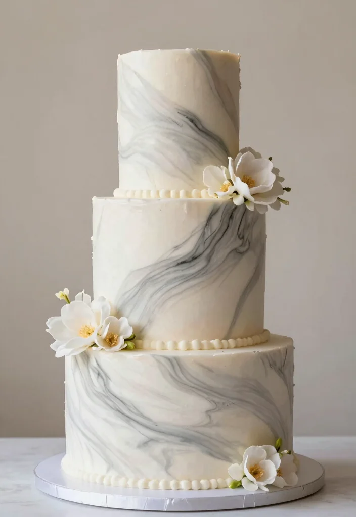 12 Classic Wedding Cake Ideas That Never Go Out of Trend 11. Marbled Elegance Cake 0