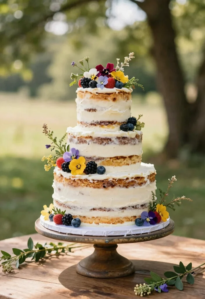 12 Classic Wedding Cake Ideas That Never Go Out of Trend 3. Rustic Naked Cake 0