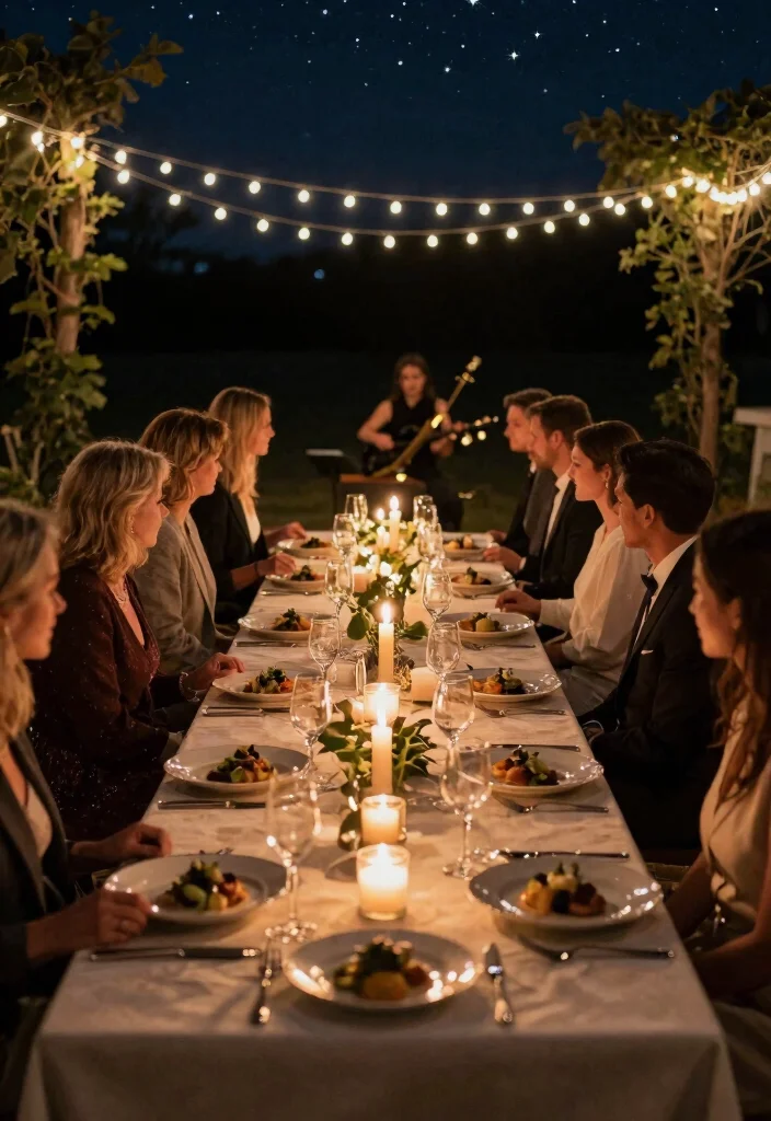12 Classy Engagement Party Ideas for a Stylish Celebration 26 12 Classy Engagement Party Ideas for a Stylish Celebration 6. Elegant Dinner Under the Stars 0