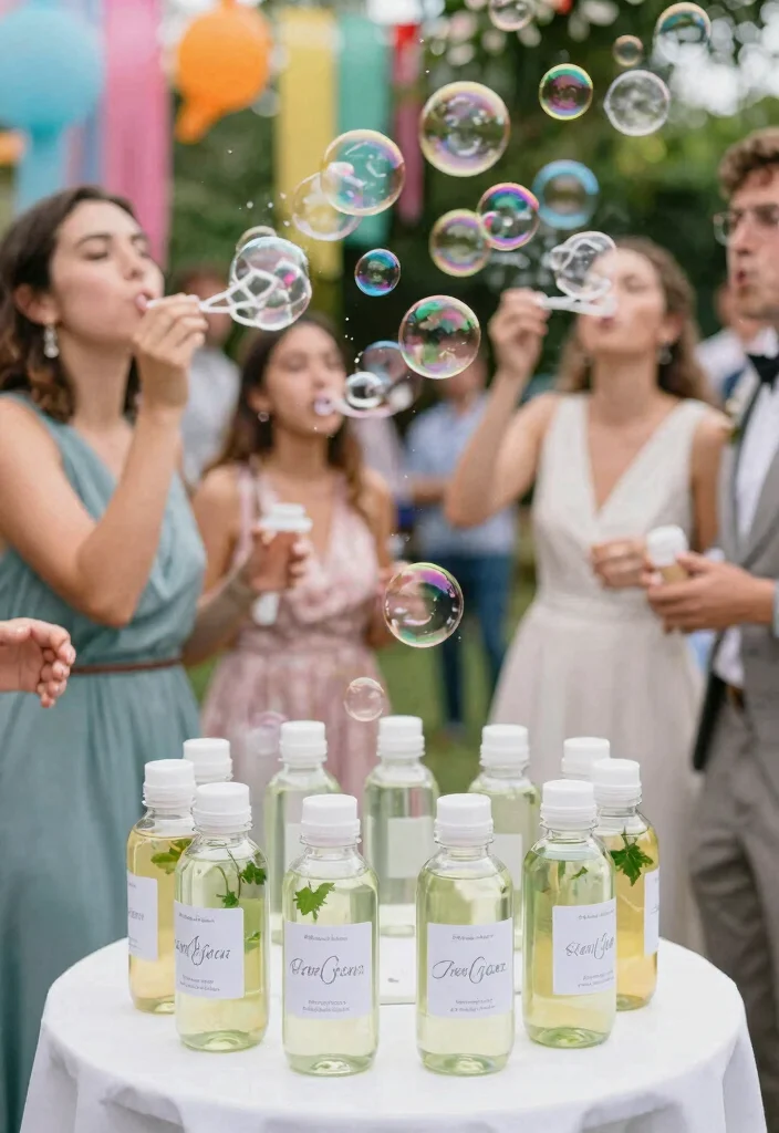 12 Cool Wedding Favor Ideas Guests Will Actually Remember 10. Eco Friendly Bubbles Fun in a Bottle 0