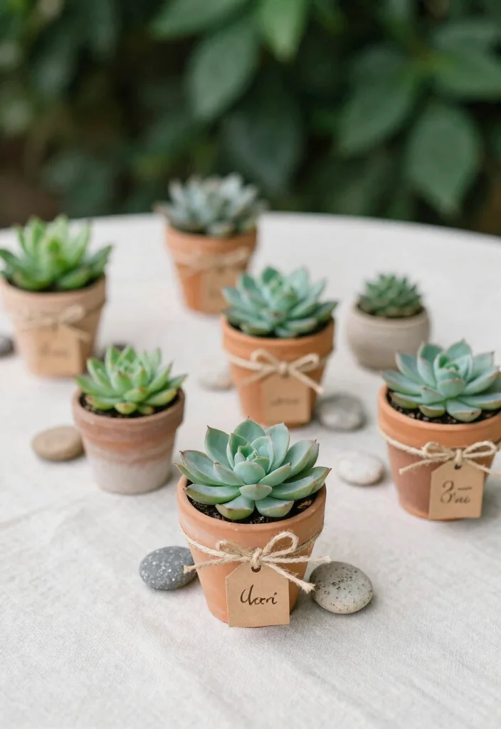 12 Cool Wedding Favor Ideas Guests Will Actually Remember 3. Mini Potted Succulents Growing Together 0