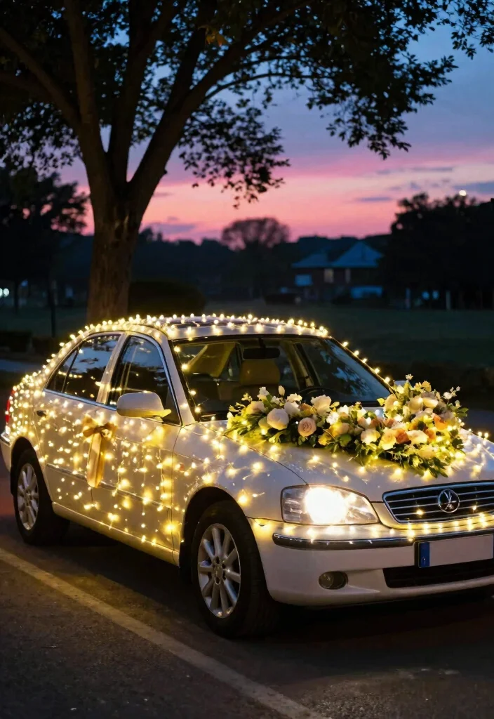 12 Creative Car Decoration Ideas for Weddings That Look Elegant 60 12 Creative Car Decoration Ideas for Weddings That Look Elegant 10. LED Fairy Lights 0