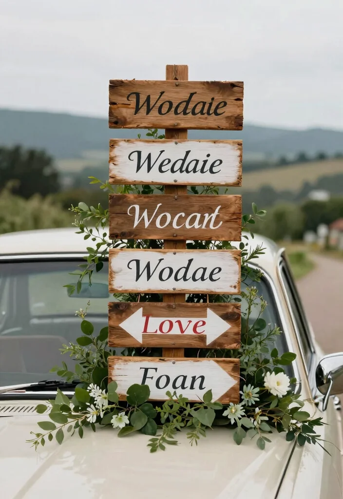 12 Creative Car Decoration Ideas for Weddings That Look Elegant 61 12 Creative Car Decoration Ideas for Weddings That Look Elegant 11. Nature Inspired Signs 0