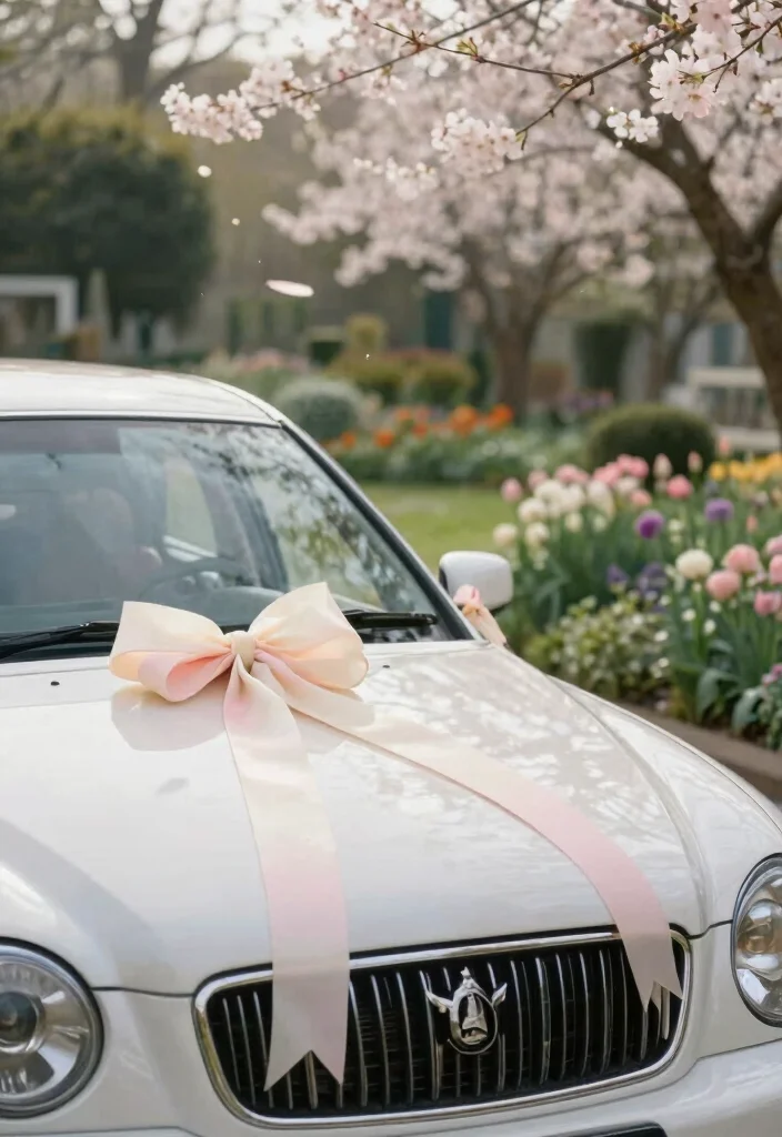 12 Creative Car Decoration Ideas for Weddings That Look Elegant 12 12 Creative Car Decoration Ideas for Weddings That Look Elegant 2. Eco Friendly Ribbons 0