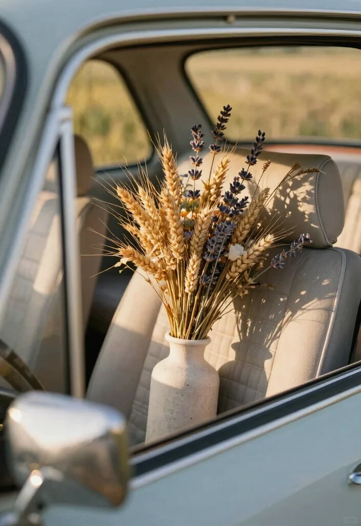 12 Creative Car Decoration Ideas for Weddings That Look Elegant 23 12 Creative Car Decoration Ideas for Weddings That Look Elegant 3. Dried Flower Arrangements 0