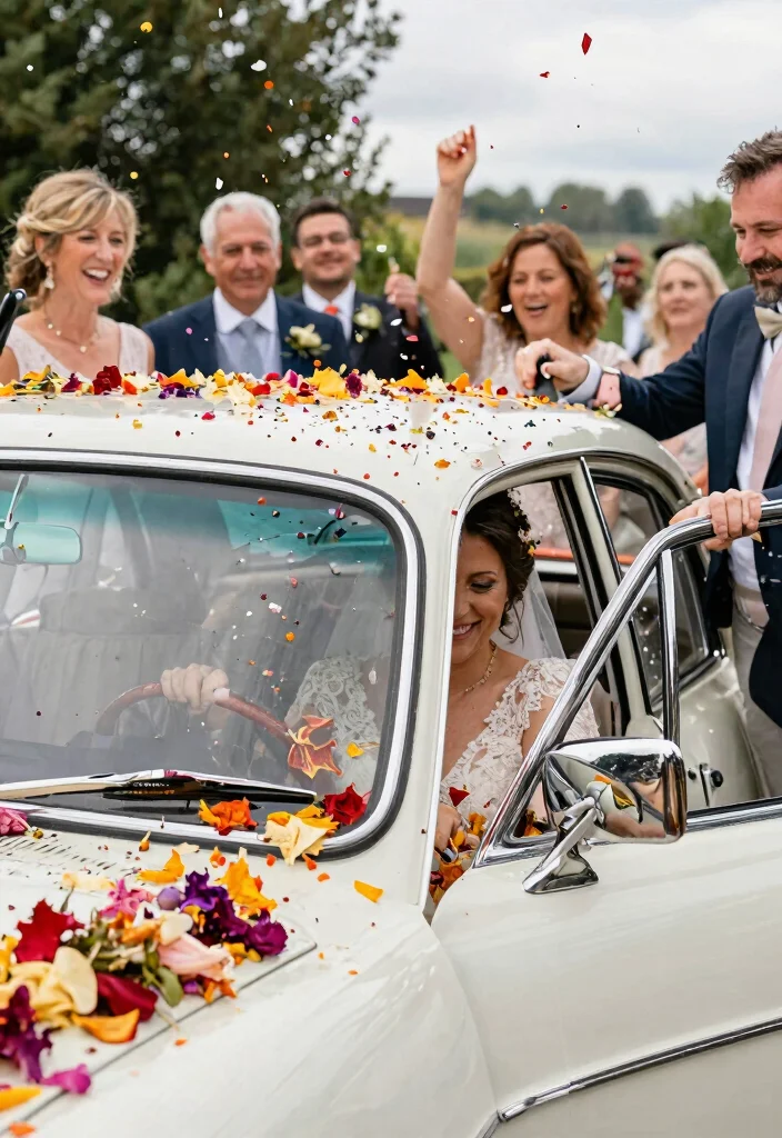12 Creative Car Decoration Ideas for Weddings That Look Elegant 34 12 Creative Car Decoration Ideas for Weddings That Look Elegant 4. Biodegradable Confetti 0